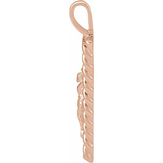 14K Rose Crucifix Pendant