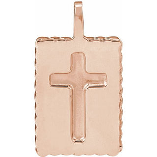 14K Rose Crucifix Pendant