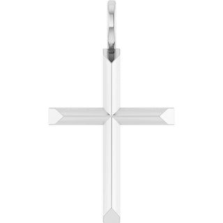 14K White Knife-Edge Cross Pendant