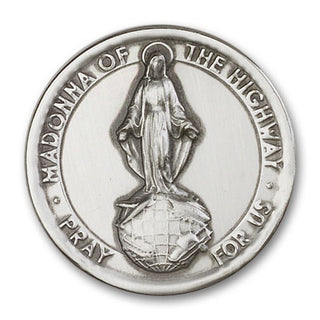 Silver Finish Our Lady of the Highway Visor Clip