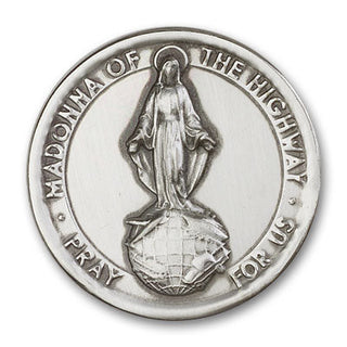 Silver Finish Our Lady of the Highway Visor Clip