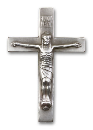 Silver Finish Crucifix Visor Clip
