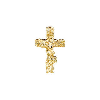 10K Yellow 27x17.25 mm Floral-Inspired Cross Pendant