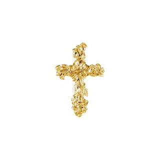 10K Yellow 26.5x17.5 mm Floral-Inspired Cross
