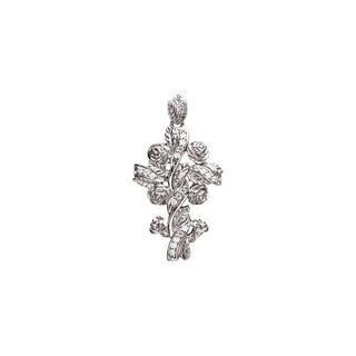 14K White 1/8 CTW Natural Diamond Floral-Inspired Cross Pendant  
