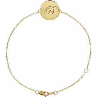 14K Yellow Engravable Disc Adjustable 6 1/2-7 1/2" Bracelet