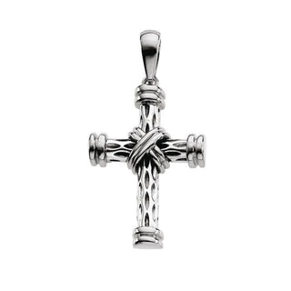 14K White 29.25x21.5 mm Cross Pendant