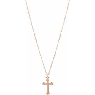 14K Rose Cross 18" Necklace