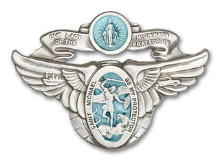 Silver Finish Our Lady of the Highway St Michael Visor Clip