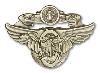 Gold Finish Our Lady of the Highway St Michael Visor Clip