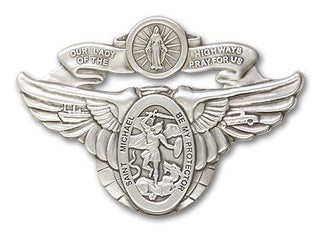Silver Finish Our Lady of the Highway St Michael Visor Clip