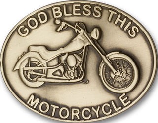Gold Finish God Bless This Motorcycle Visor Clip