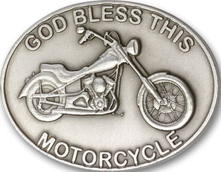 Silver Finish God Bless This Motorcycle Visor Clip