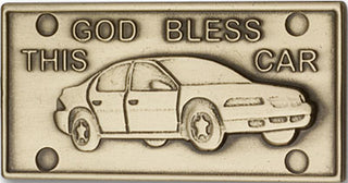 Gold Finish God Bless This Car Visor Clip