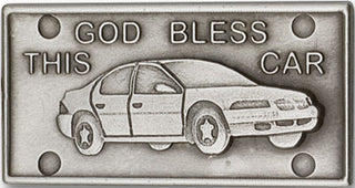 Silver Finish God Bless This Car Visor Clip