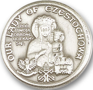 Silver Finish Our Lady of Czestochowa Visor Clip