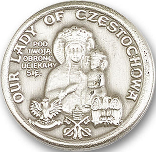 Silver Finish Our Lady of Czestochowa Visor Clip