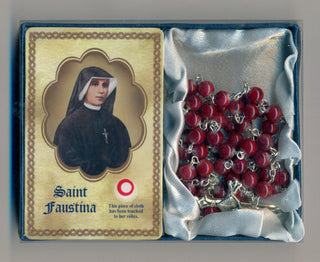 Divine Mercy Rosary and Relic Prayer Card (St Faustina)