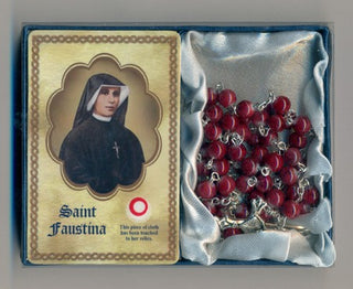 Divine Mercy Rosary and Relic Prayer Card (St Faustina)