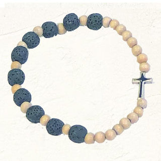 White and Black Stretch Bracelet with Cross 4-pack