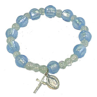 Light Blue Imitation Murano Glass Stretch Bracelet 4-pack