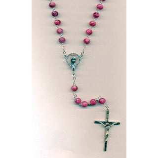 7mm Rose Deluxe Quartz Multi Pattern Imitation Stone Rosary (Boxed)