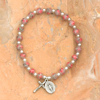 4-Pack - Murano Style Stretch Bracelets with Flowers