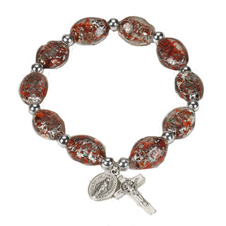 Red Oval Murano Glass Rosary Bracelet