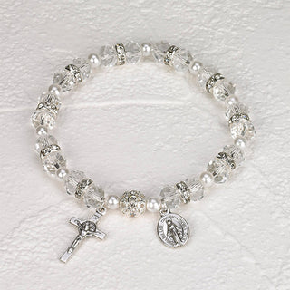 4-pack - Clear Crystal Rosary Bracelet