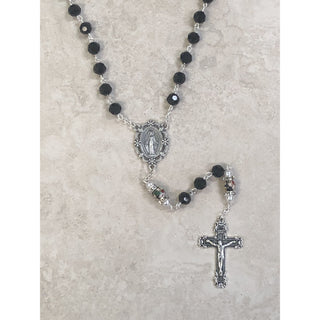 Genuine Crystal Black Bead with Unique CloisonnÃ© Rondelle Our Father Bead with Faux Pearl and Mini Crystals