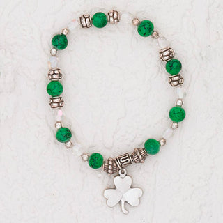 3-Pack - Green Stretch Bracelet with Shamrock Charm