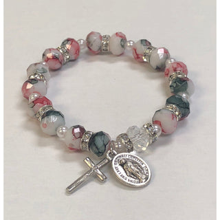 4-pack - Child's Size Smoky Rose Glass Stretch Bracelet