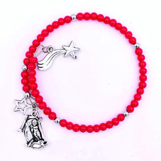 4-pack - Red Bracelet with Silver-Tone Charms