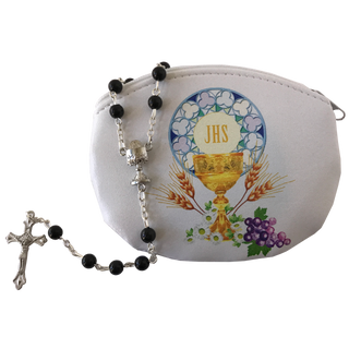 Boy's First Communion Rosary Pouch With Rosary Set