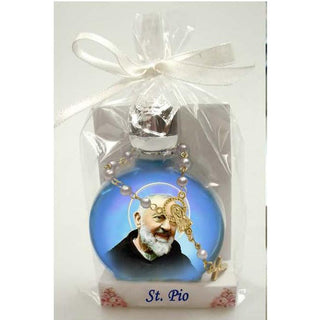 Bulk Saint Pio Stained Glass Bottle with Decade Rosary Combo