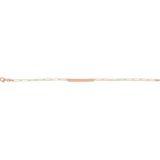 14K Rose Engravable Bar 7" Bracelet