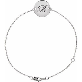 14K White Engravable Disc Adjustable 6 1/2-7 1/2" Bracelet