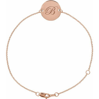 14K Rose Engravable Disc Adjustable 6 1/2-7 1/2" Bracelet