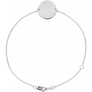 Sterling Silver Engravable Disc Adjustable 6 1/2-7 1/2" Bracelet