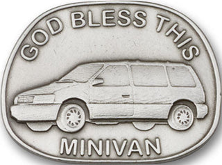 Silver Finish God Bless This Mini-Van Visor Clip