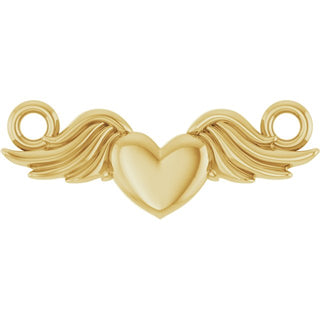 14K Yellow Heart with Angel Wings Necklace Center