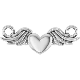 14K White Heart with Angel Wings Necklace Center