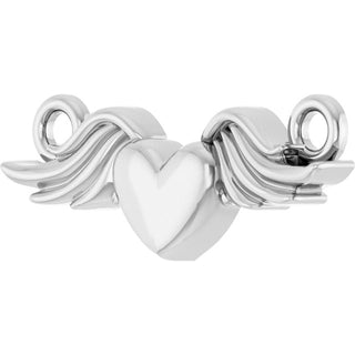 14K White Heart with Angel Wings Necklace Center