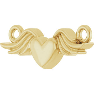 10K Yellow Heart with Angel Wings Necklace Center