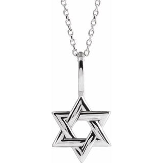 Sterling Silver Star of David 16-18" Necklace