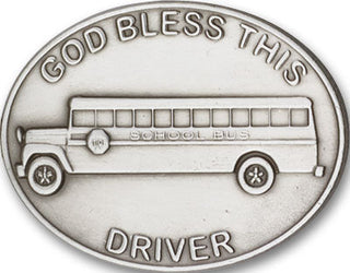 Silver Finish God Bless This Bus Driver Visor Clip
