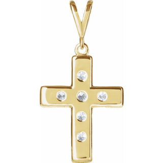 14K Yellow 3/4 CTW Natural Diamond French-Set Cross Pendant