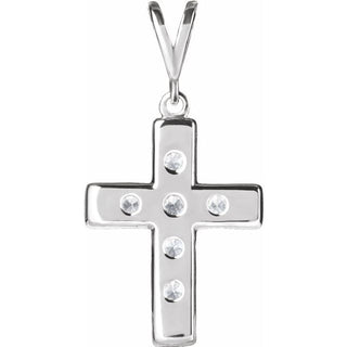 14K White 1/4 CTW Natural Diamond French-Set Cross Pendant