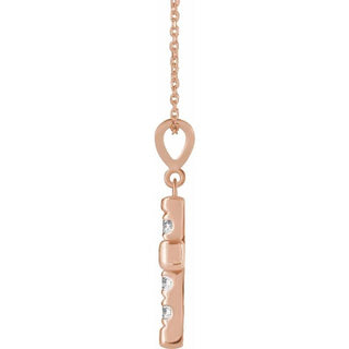 14K Rose 1/4 CTW Natural Diamond French-Set Cross 16-18" Necklace