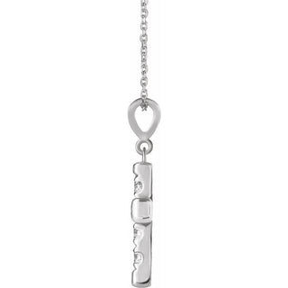Sterling Silver 3/4 CTW Natural Diamond French-Set Cross 16-18" Necklace